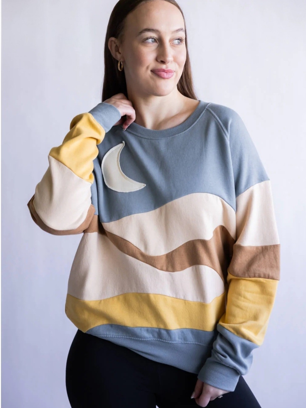 Simply Southern Moon Patch Colorblock Sweatshirt - NWT